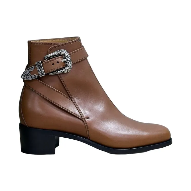 Gucci Buckled Ankle Leather Boot Brown (723657 1W600 2535)