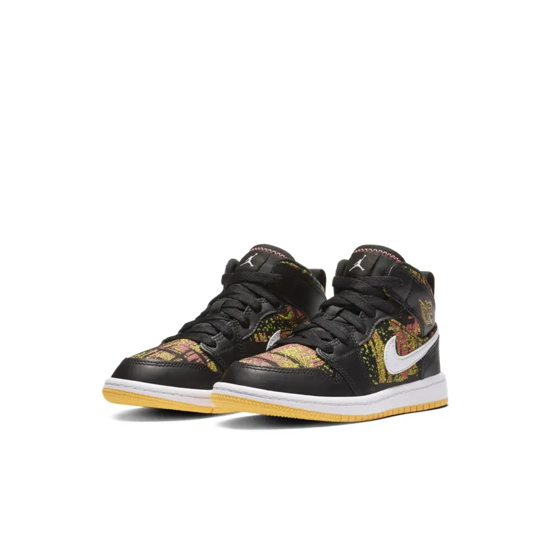 Jordan  1 Mid Black Laser Orange Bright Melon (PS) Black/Laser Orange-Bright Melon-White (640737-003)