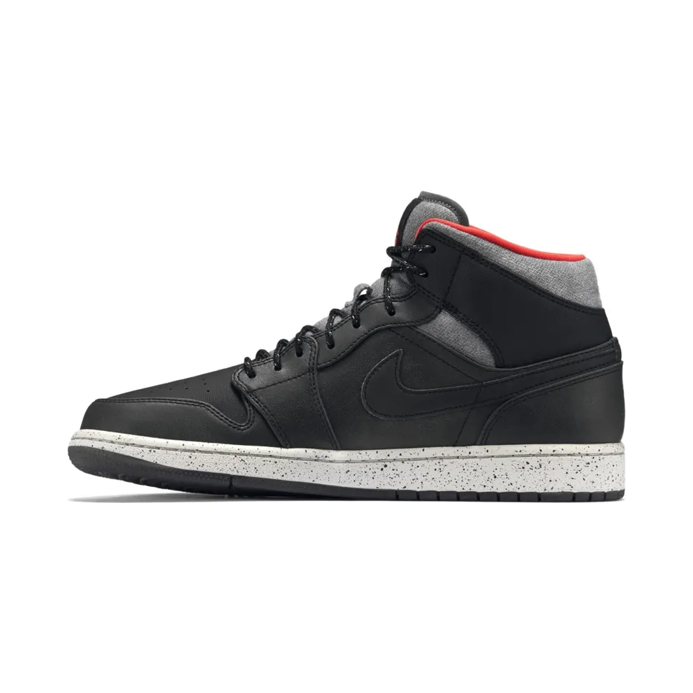 Jordan 1 Mid Holiday (2015) Black/Dark Grey-Light Bone-Infrared 23 (811124-035)