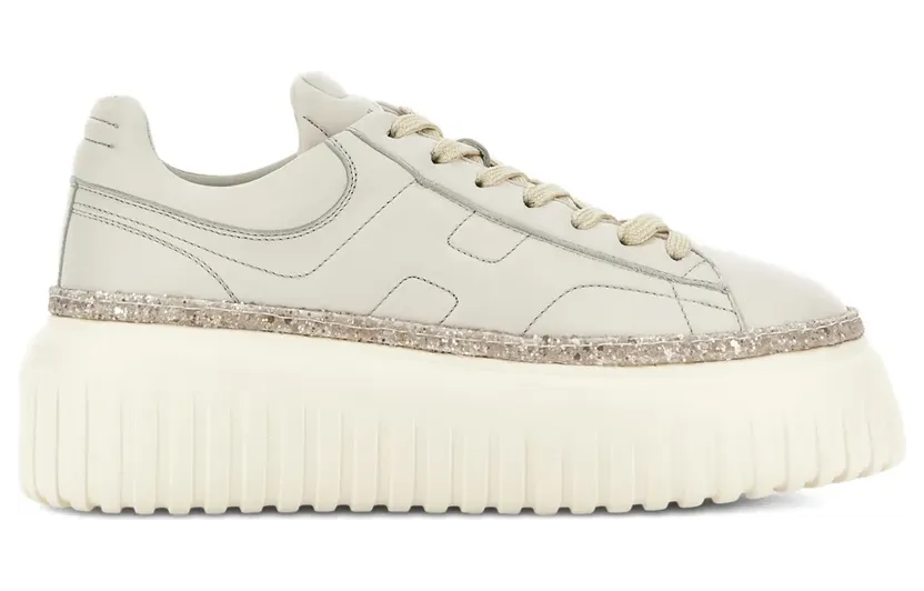 Hogan Flatform-Sneakers mit Glitter – Nude (HXW7120FC60LE9)