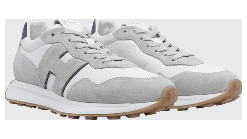Hogan H601 Smooth and Suede Leather Trainers with Serrated Sole Grey (HXM6010EH41UXB0FDA)