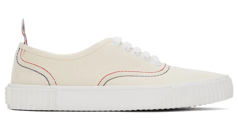 Thom Browne Off-White Heritage Vulcanized Sneakers (FFD063A-06555)