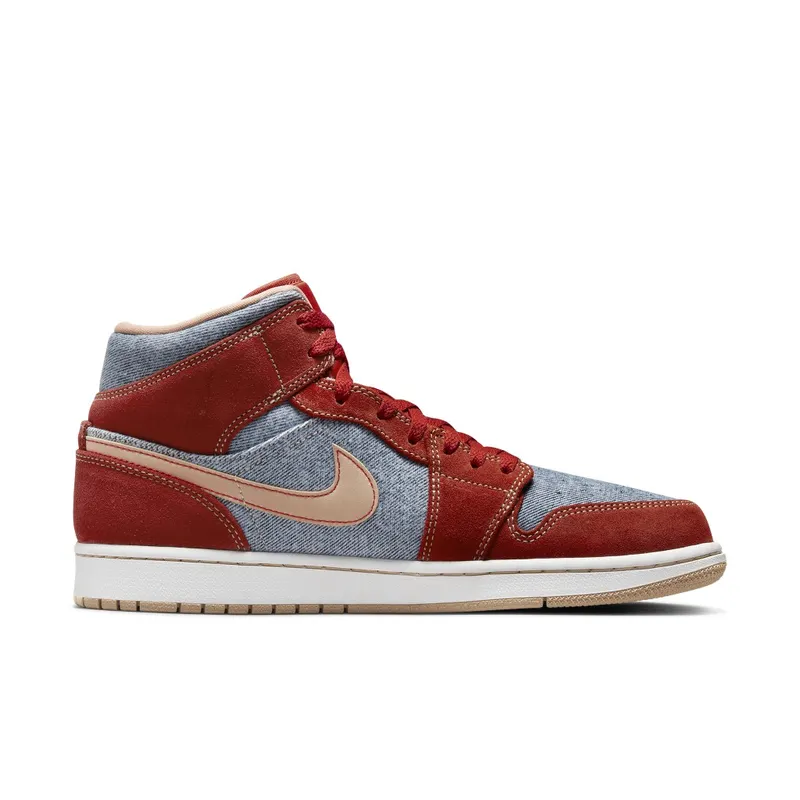 Jordan 1 Mid Denim – “Cinnabar / Hemp / White” (DM4352-600)