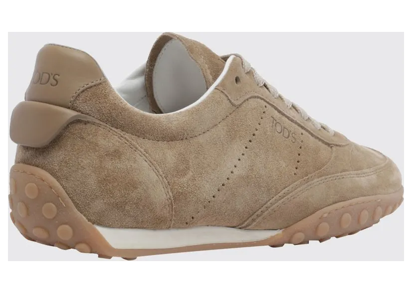Tod’s Low-Top Suede Sneakers with Iconic Rubber Pebble Sole Beige (XXW13M0KO30VKDC806) (2)