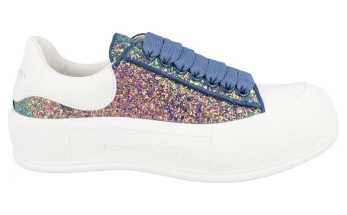 Alexander McQueen Glitter Low-Top Sneakers Petrol Blue White (702048W4MC33138)