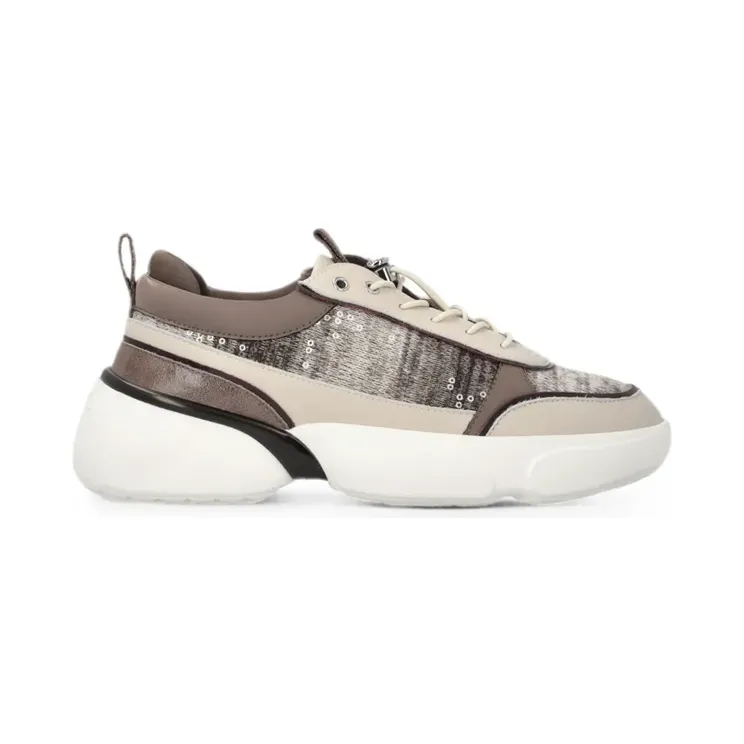 PINKO sequin-embellished panelled sneakers – Beige (SS0191P128)