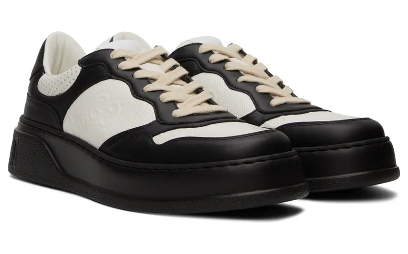 Gucci Black & White Embossed Sneakers (669582 AAA4T) (4)