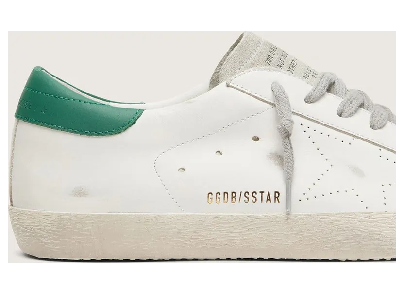 Golden Goose Men’S Super-Star With Perforated Star And Green Heel Tab (GMF00105.F002941.10502) (4)
