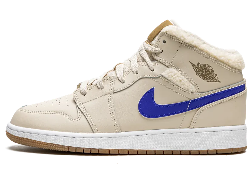 Air Jordan 1 Mid Fleece Pearl White (GS) – “Pearl White / Dark Driftwood-pink Salt-racer Blue” (DO2207-264)