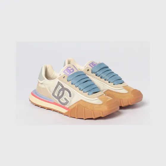Dolce & Gabbana DG Athletic Sneakers in Suede and Nylon with Rhinestones Multicolor (CK2384A6B138L794)
