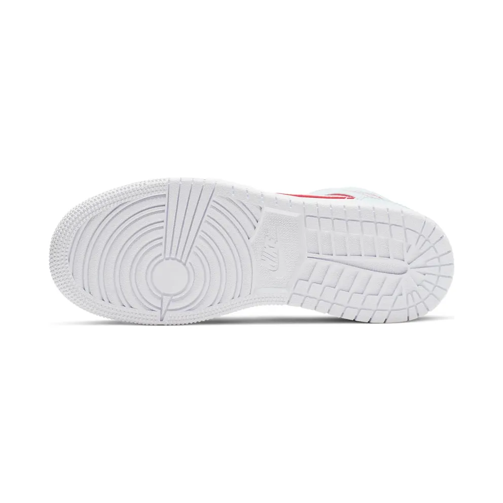 Jordan 1 Mid White Topaz Mist (GS) White/University Red-Topaz Mist-Ember Glow (555112-104)