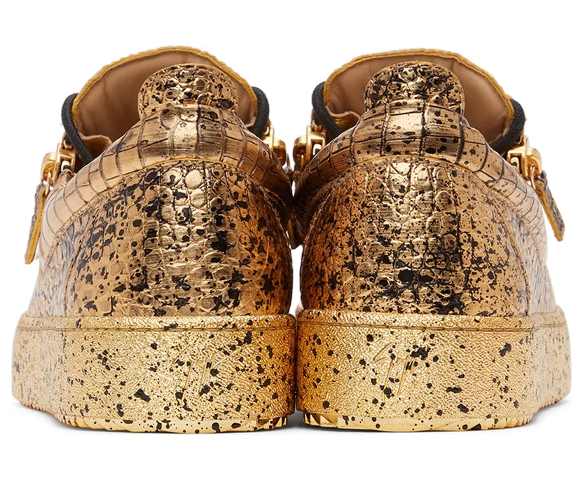 Giuseppe Zanotti Gold & Black Croc Frankie Sneakers (RM20018-91405) (4)