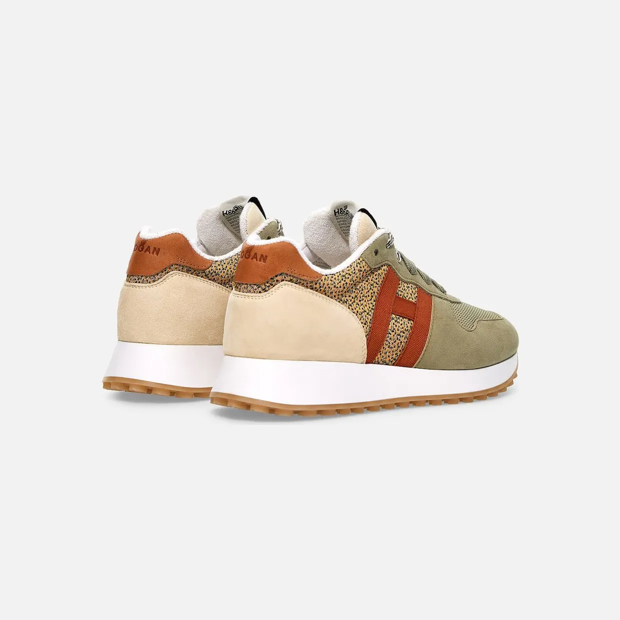 Sneakers Hogan H383 Green Ivory Orange (HXW4290CM40R5A0UAU) (2)