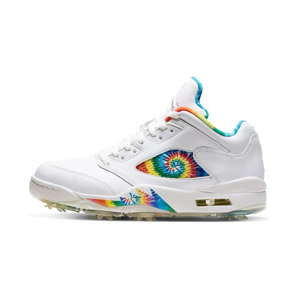 Jordan 5 Retro Low Golf Tie Dye Summit White/Deep Royal-Indigo Fog-Lemon Venom (CW4205-100)