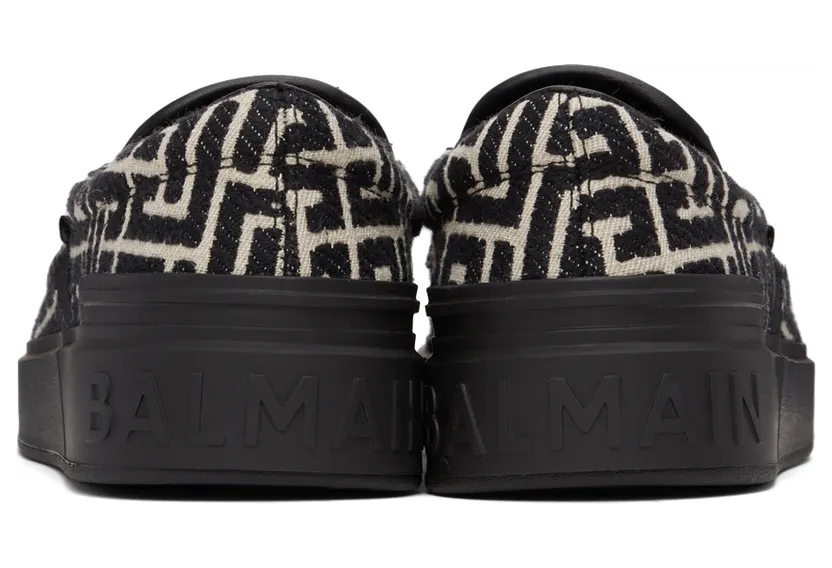 Balmain Black & White Jacquard B Court Sneakers (XM1VL291TJCM) (4)