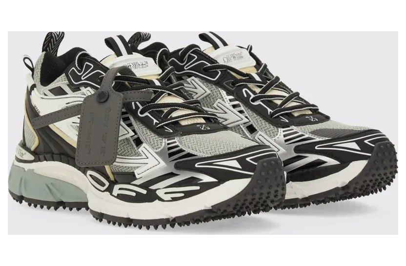 Off-White Be Right Back Two-Tone Tech Fabric Sneakers with Serrated Sole Grey (M295C9F001LLIGHTGREY/BACK)