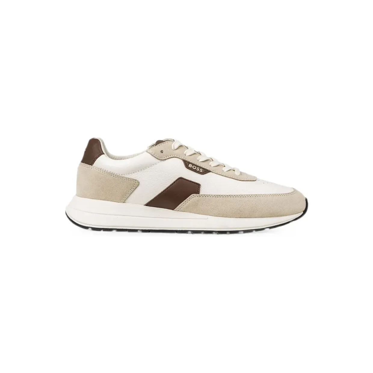 BOSS Leren sneakers met vlakken – Beige (50568951)