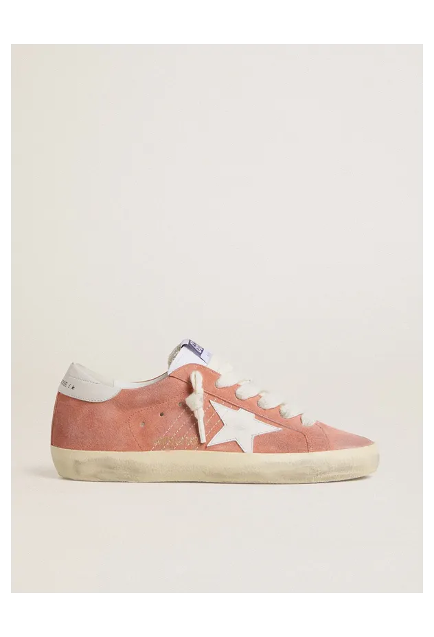 Golden Goose Women’S Super-Star In Coral Suede With White Leather Star And Heel Tab (GWF00101.F007253.30279)