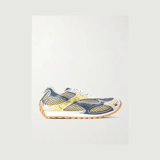 Bottega Veneta Orbit Metallic Rubber and Mesh Sneakers Multi (741357V2X40)