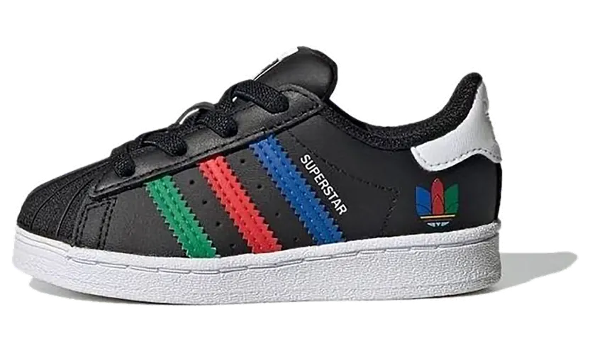 Adidas Superstar Infant ‘Colorful Stripes – Core Black’ Core Black/Green/Cloud White (FW5239)