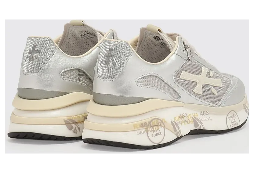 Premiata Moerund Laminated Leather and Mesh Sneakers Silver (MOERUND8084) (2)