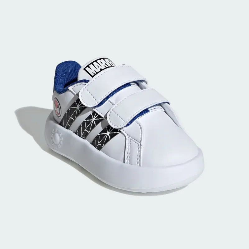 adidas Marvel’s Spider-Man Grand Court Kids’ Shoes Cloud White / Core Black / Royal Blue (ID8017)