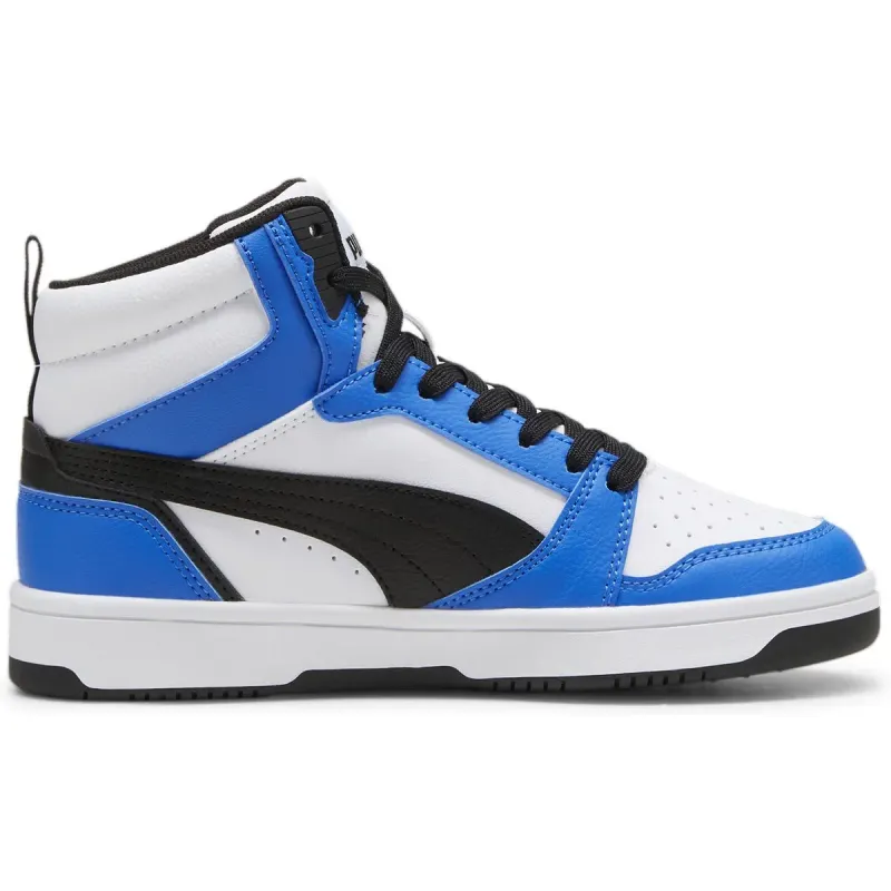Puma Rebound V6 Mid-Top Sneaker Kids 17 – club navy/puma white/silver mist 38.5 für Kids, weiß, Größe 38 EU / 5 Kids UK (393831)