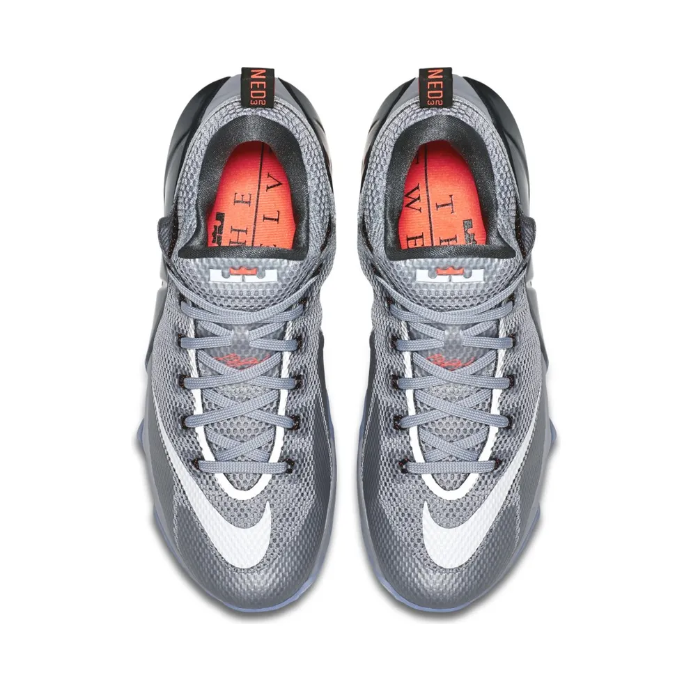 LeBron 12 Low Wolf Grey/White-Dark Grey-Hot Lava (724558-014)