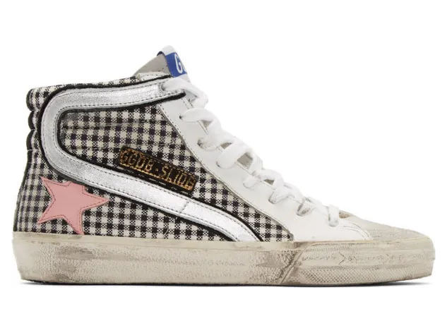 Golden Goose White Check Slide Sneakers (G35WS595.A34)