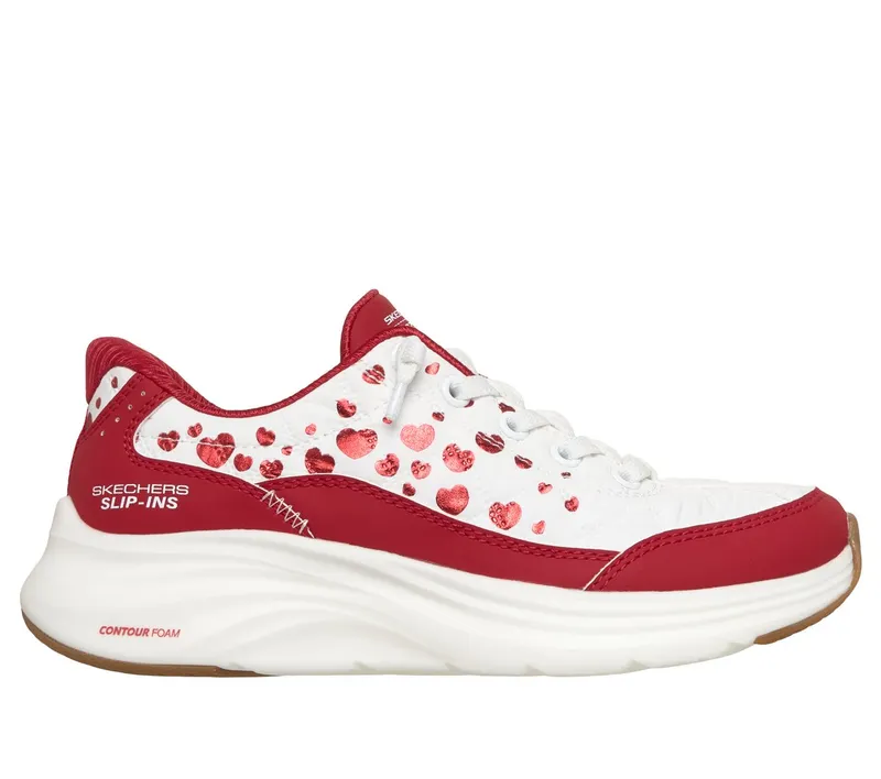 Skechers Slip-ins: Contour Foam – Cozy Fit Heartclub Sneaker White/Red