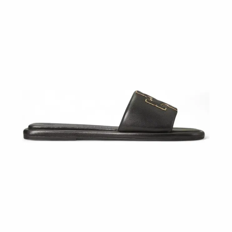 Tory Burch Double T Sport Slide Black Gold (79985-013)