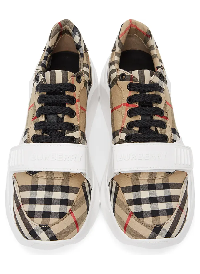 Burberry Beige Check Regis Sneakers (8020282) (5)