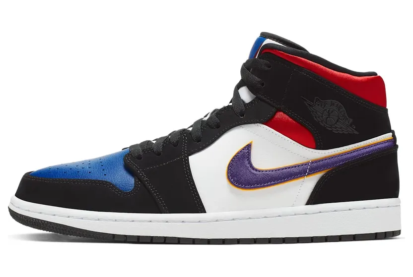 Air Jordan 1 Mid SE Rivals “Black / White / Gym Red / Field Purple” (852542-005)