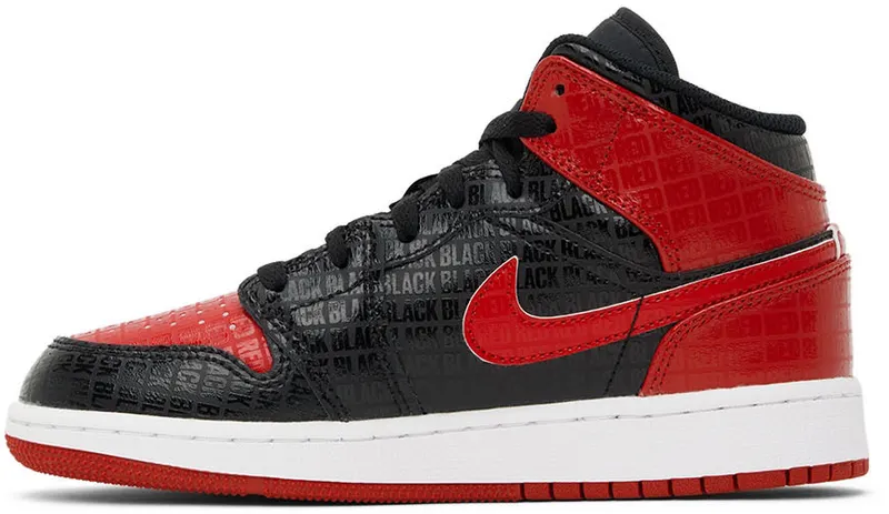 Air Jordan 1 Mid Bred Text (GS) (DM9650-001)