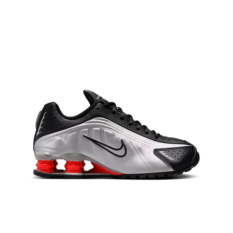 Nike Shox R4 GS “Metallic Silver Black Picante Red” (CW2626-005)