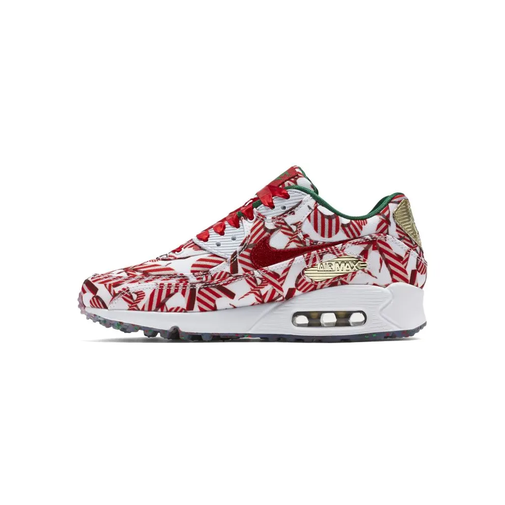 Nike Air Max 90 Candy Cane Christmas 2015 (W) White/University Red-Metallic Gold (813150-101)