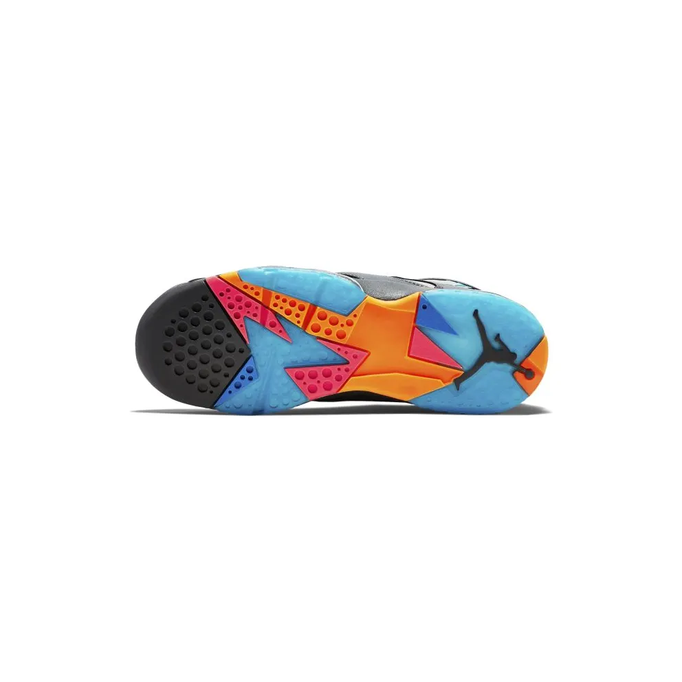 Jordan 7 Retro Barcelona Days (GS) Grey/Wolf Grey-Total Orange-Turquoise Blue (304774-016)