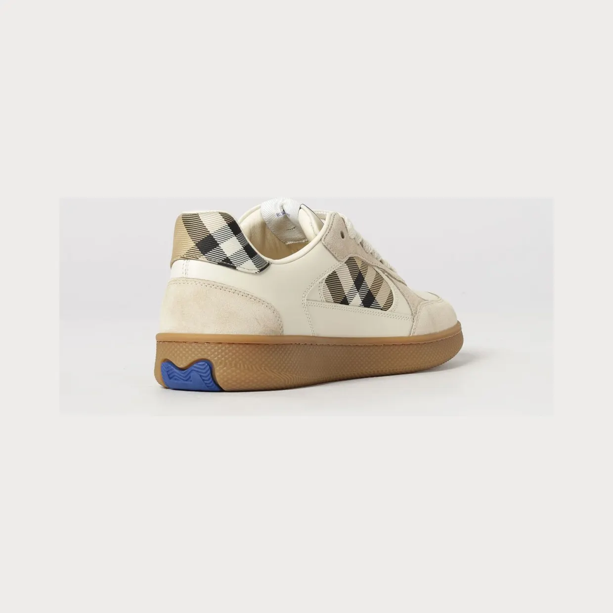 BURBERRY Terrace Low Top Trainers in Leather with Vintage Check Inserts Beige (8127510) (2)