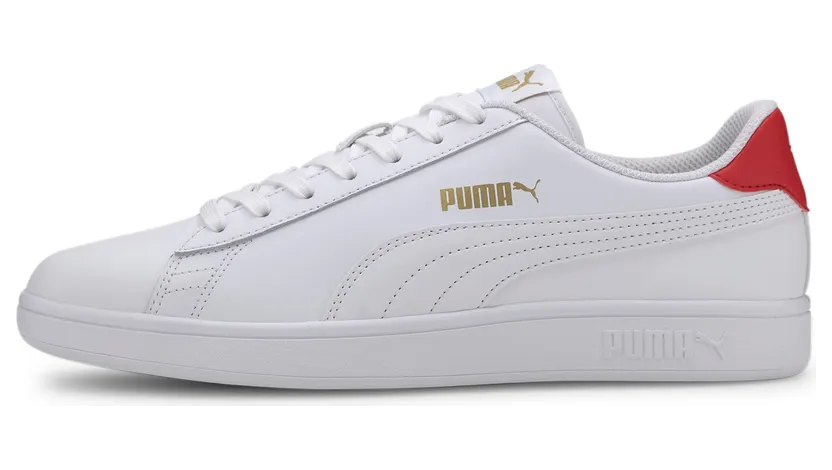 Puma Smash v2 leren Rood/Wit/Goud (365215-17)