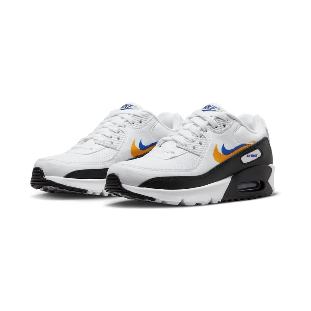 Nike Air Max 90 GS “Double Swoosh White Black Gold Royal” (FJ4592-100)