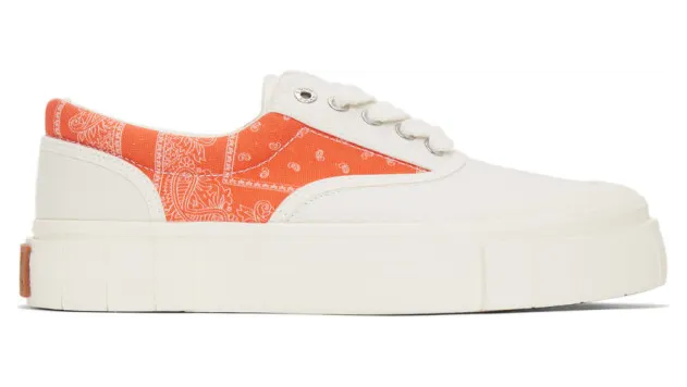 Good News White and Orange Opal Paisley Sneakers (GNOPAL029)