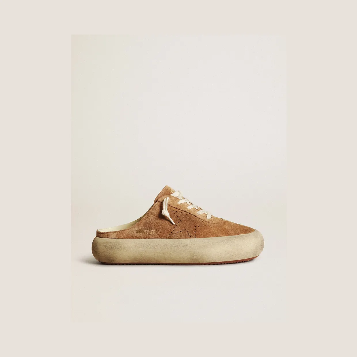 Golden Goose Space-Star Sabot In Tobacco-Colored Suede With Perforated Star (GWF00382.F003329.55353)