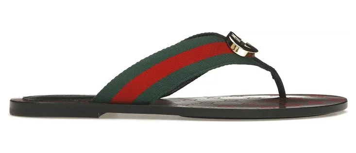 Gucci Web Thong Sandal Black Leather (612138 H9020 8476)