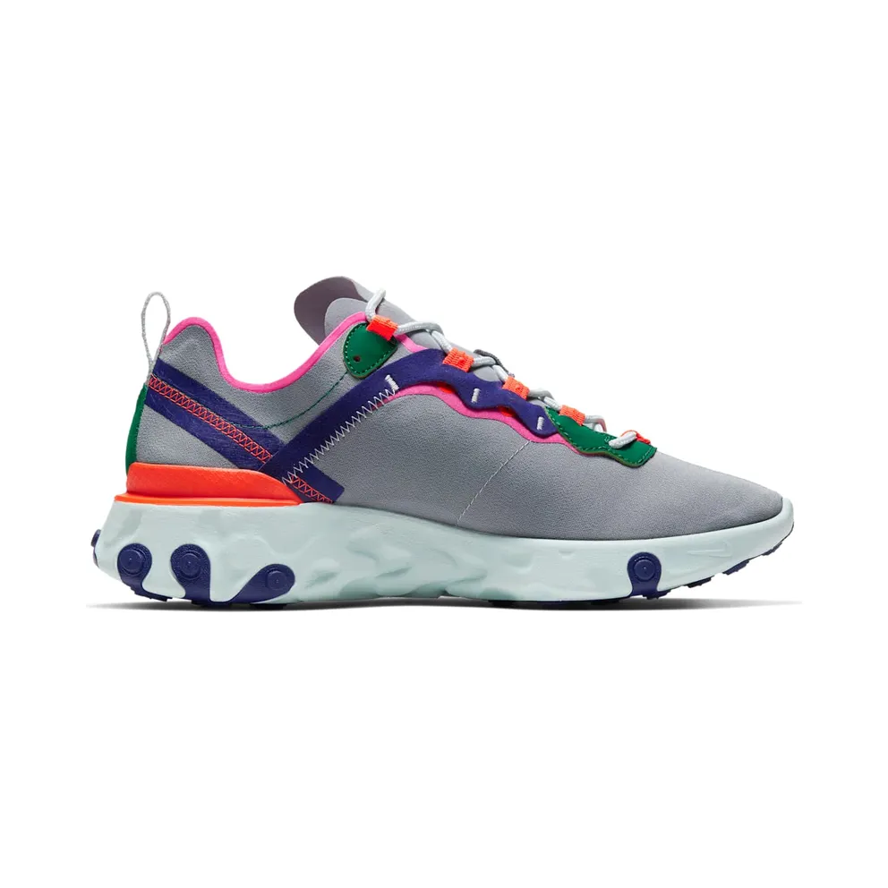 Nike React Element 55 Wolf Grey Multi-Color (W) Wolf Grey/Hyper Crimson-Mystic Green-Laser Fuchsia (BQ2728-006)