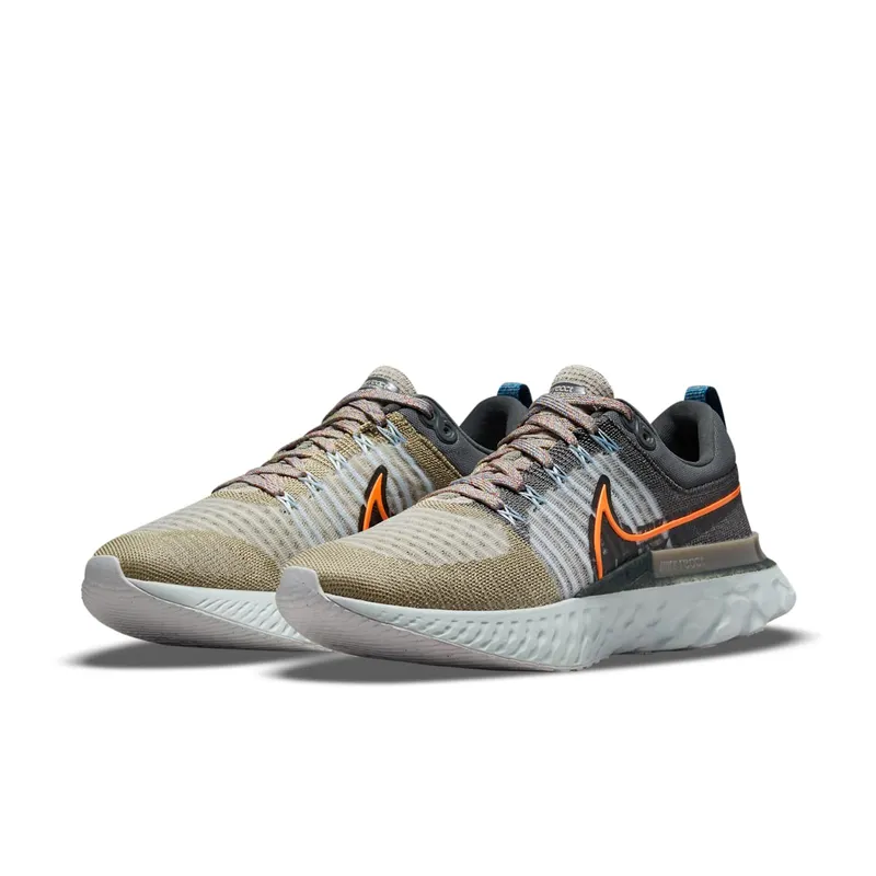 Nike React Infinity Run Flyknit 2 Light Bone Grey Orange (DC4577-001)