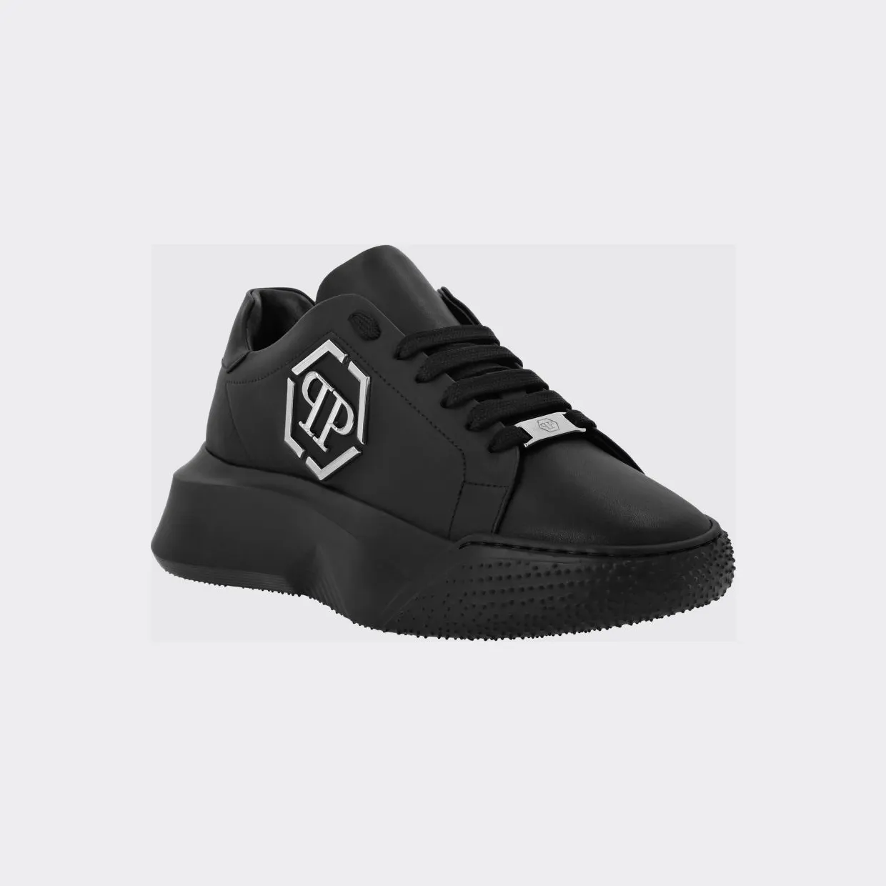 Philipp plein Smooth Leather Low-Top Sneakers with Monogram and Hexagon Logo Black 1 (UABSUSC0348PLE075N0202)