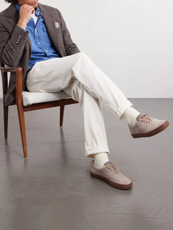 Brunello Cucinelli Suede Sneakers Taupe (MZUEIVZ354) (2)