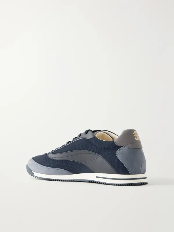 Brunello Cucinelli Suede and Leather-Trimmed Shell Sneakers Navy (MZUGNIA357) (4)