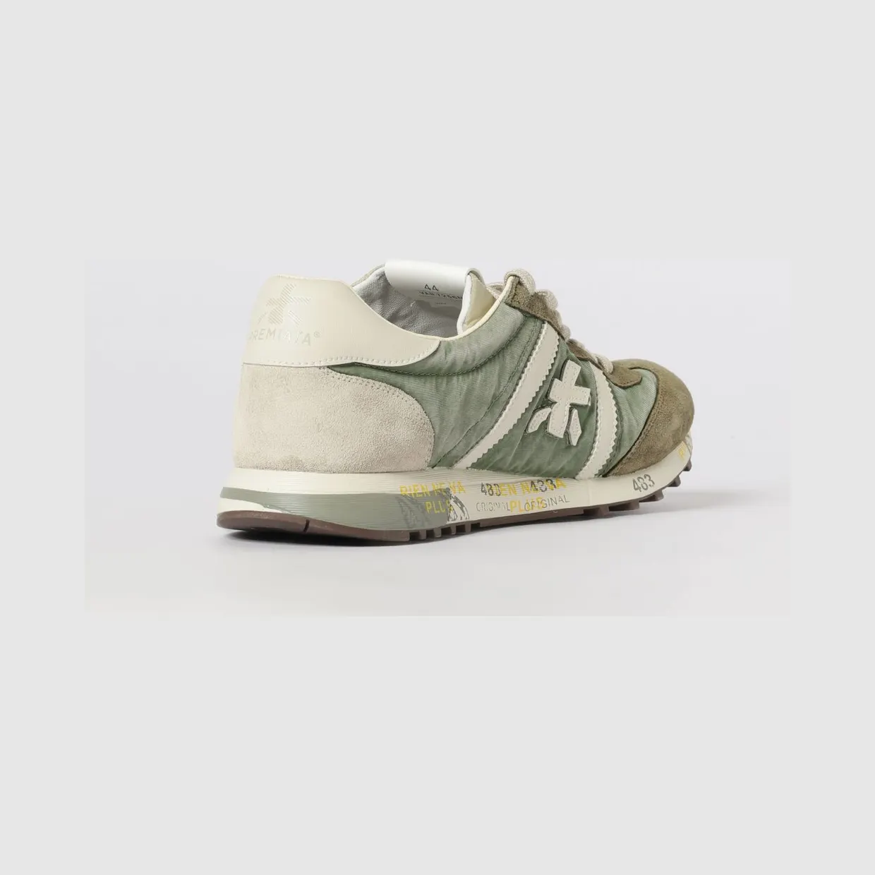 Premiata Lucy Sneakers in Suede and Used Nylon Green (LUCY7256N) (2)