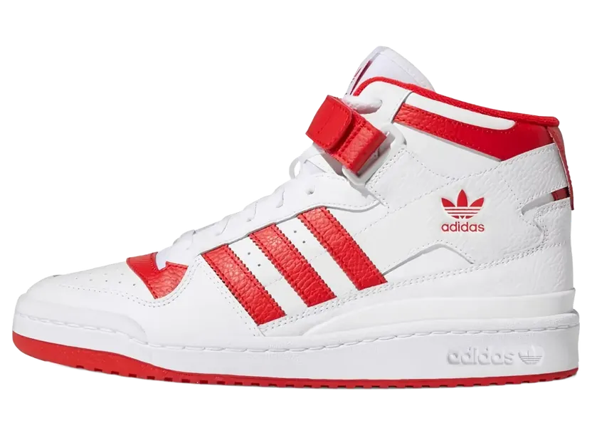 adidas Originals White & Red Forum Mid Sneakers (GY5819)